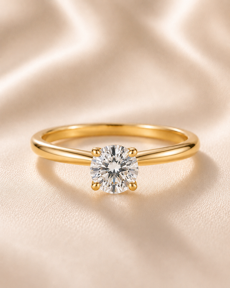 Anillo Solitario Clásico en Oro con Diamante de Laboratorio