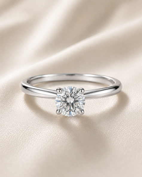 Anillo Solitario Clásico en Oro con Diamante de Laboratorio