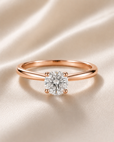 Anillo Solitario Clásico en Oro con Diamante de Laboratorio