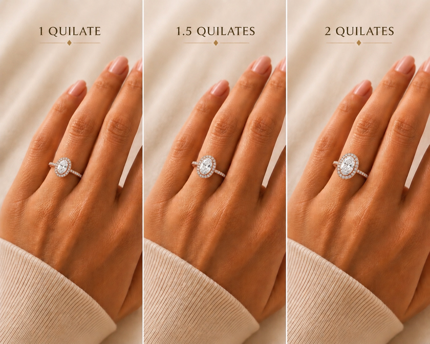 Anillo halo pavé con moissanitas