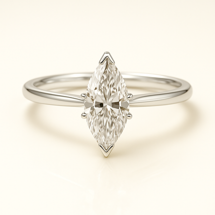 Anillo Solitario Marquise en Oro con Diamante de Laboratorio
