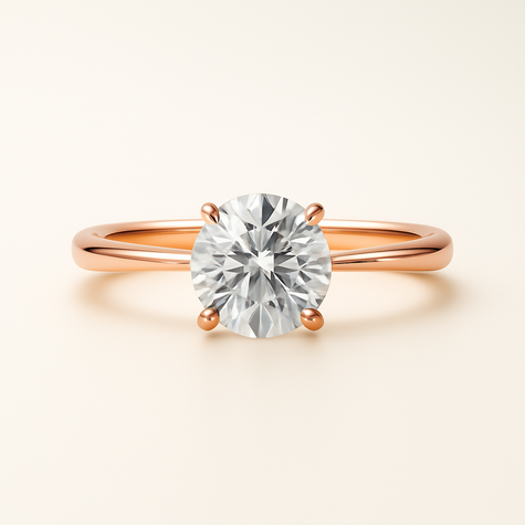Anillo Solitario Clásico en Oro con Diamante de Laboratorio