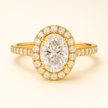 Anillo halo pavé con moissanitas