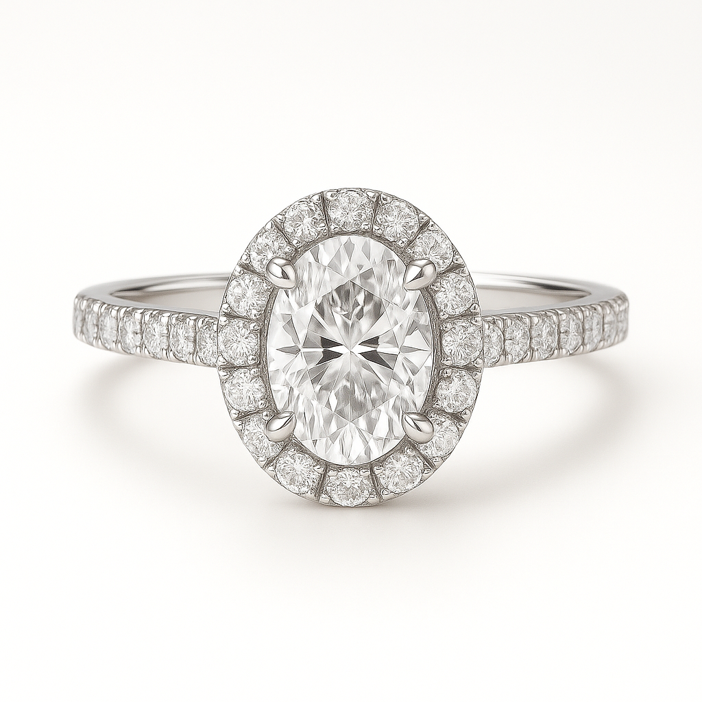 Anillo halo pavé con moissanitas
