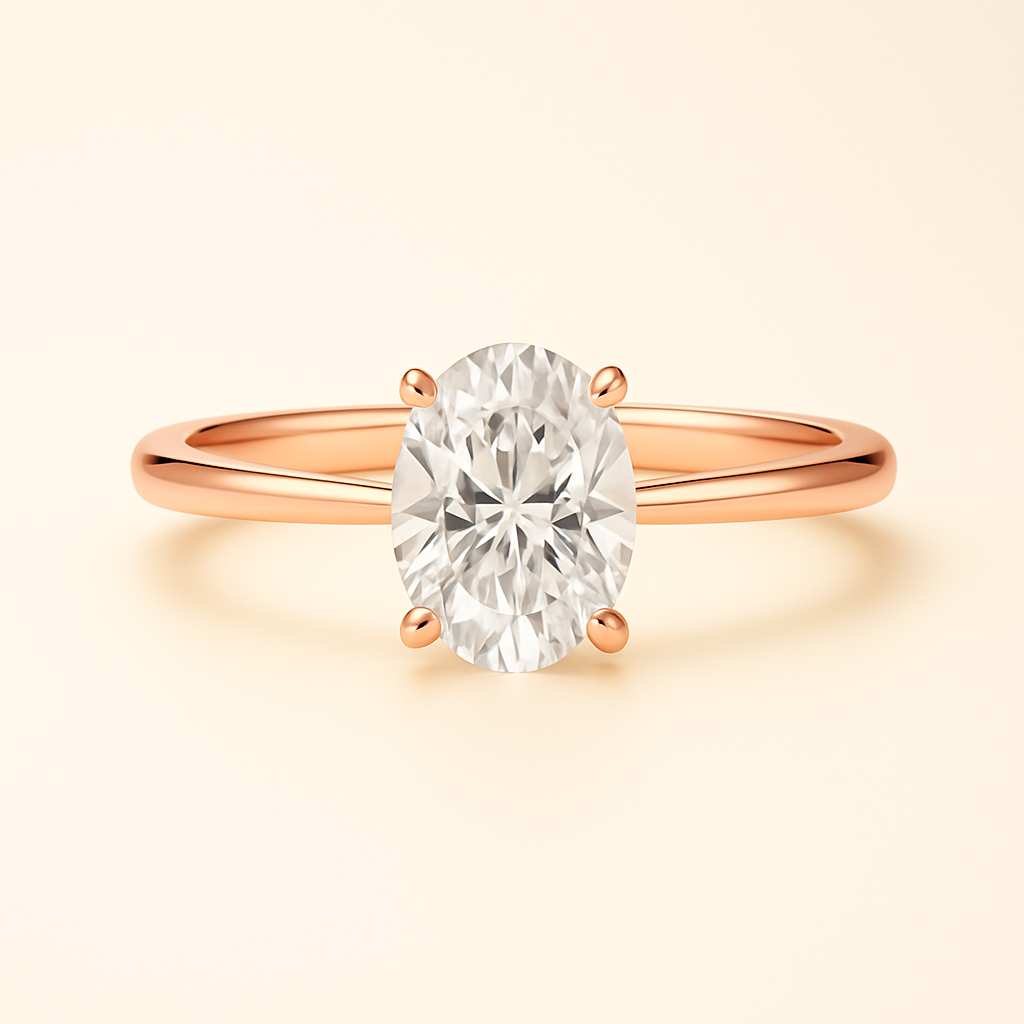 Anillo Solitario Clásico en Oro con Diamante Ovalado de Laboratorio