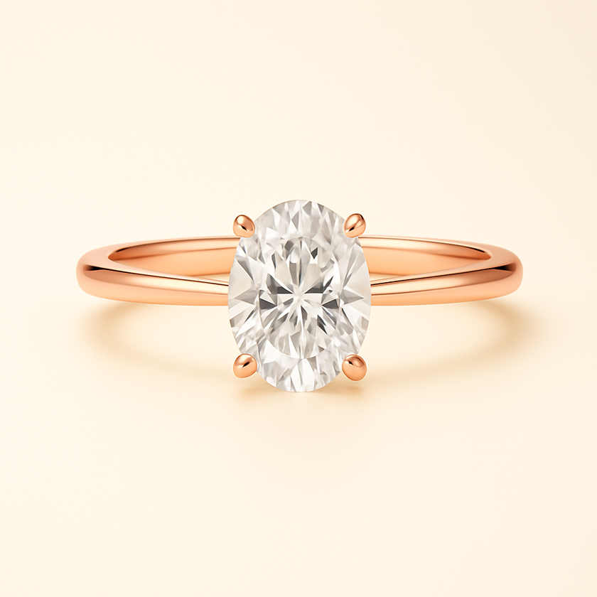 Anillo Solitario Clásico en Oro con Diamante Ovalado de Laboratorio