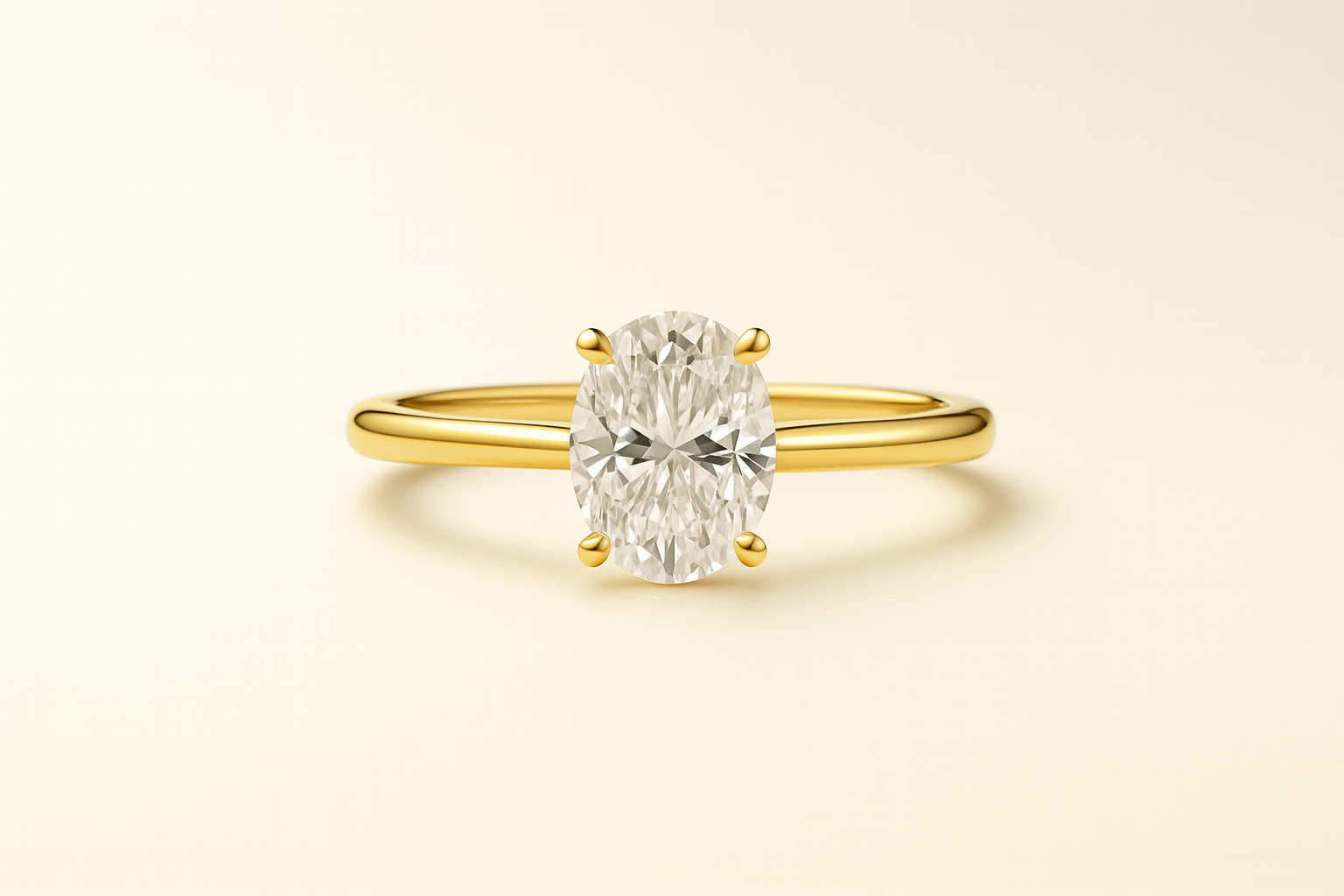 Anillo Solitario Clásico en Oro con Diamante Ovalado de Laboratorio
