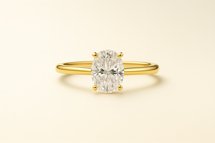 Anillo Solitario Clásico en Oro con Diamante Ovalado de Laboratorio