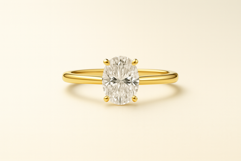 Anillo Solitario Clásico en Oro con Diamante Ovalado de Laboratorio