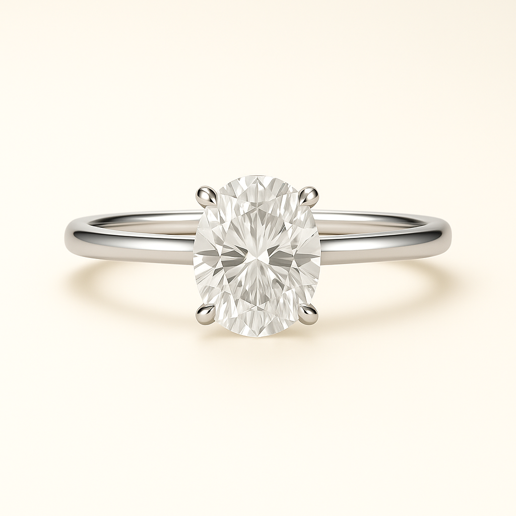 Anillo Solitario Clásico en Oro con Diamante Ovalado de Laboratorio