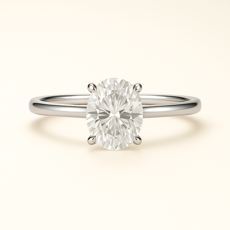 Anillo Solitario Clásico en Oro con Diamante Ovalado de Laboratorio