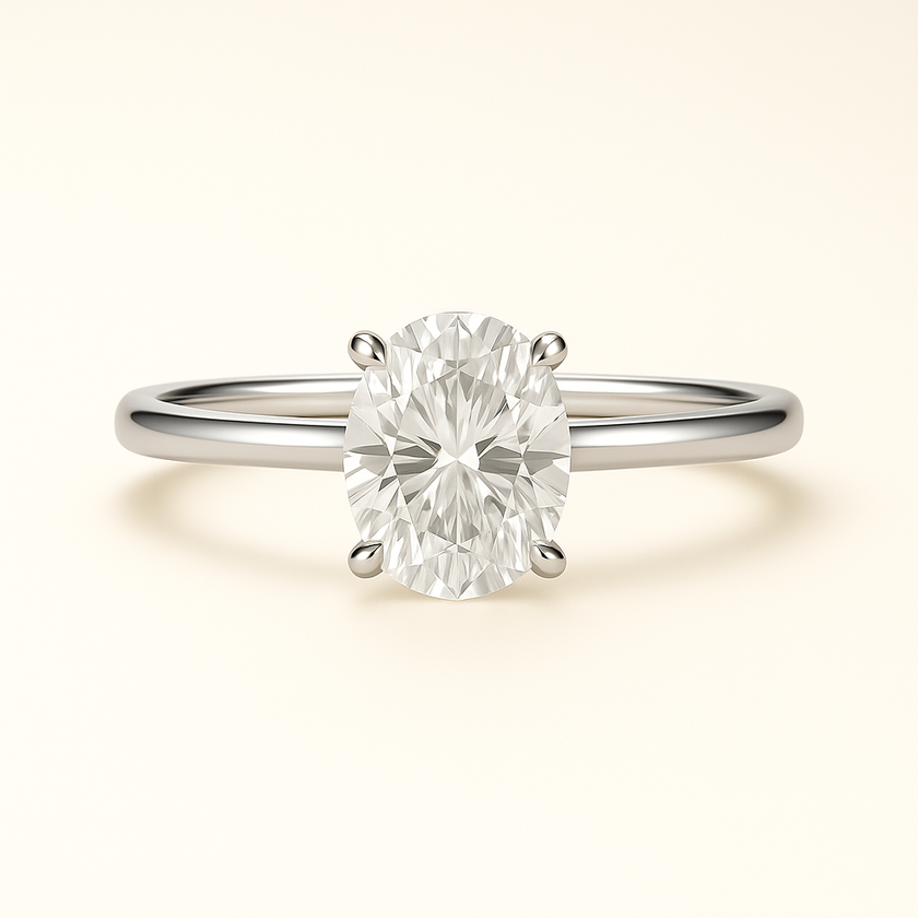 Anillo Solitario Clásico en Oro con Diamante Ovalado de Laboratorio