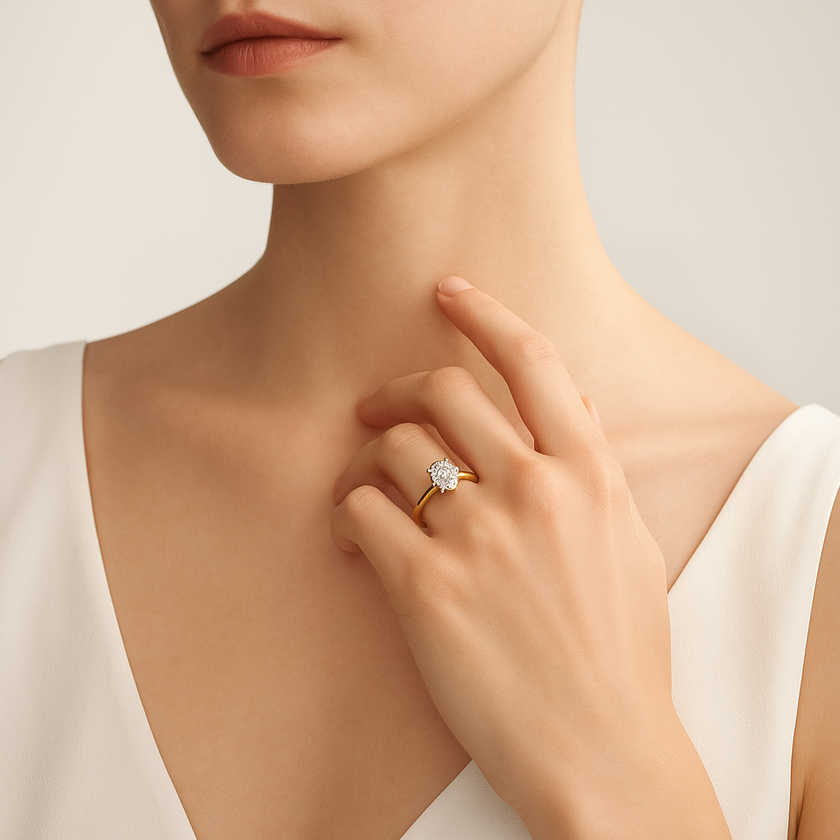 Anillo Solitario Clásico en Oro con Diamante Ovalado de Laboratorio