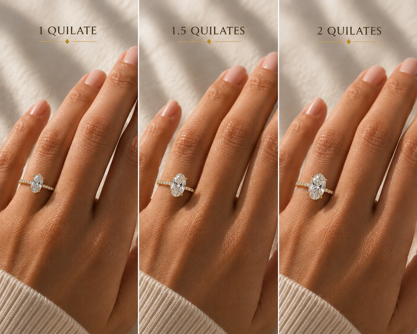 Anillo Solitario Pavé en Oro con Diamante Ovalado de Laboratorio y Diamantes Laterales Naturales