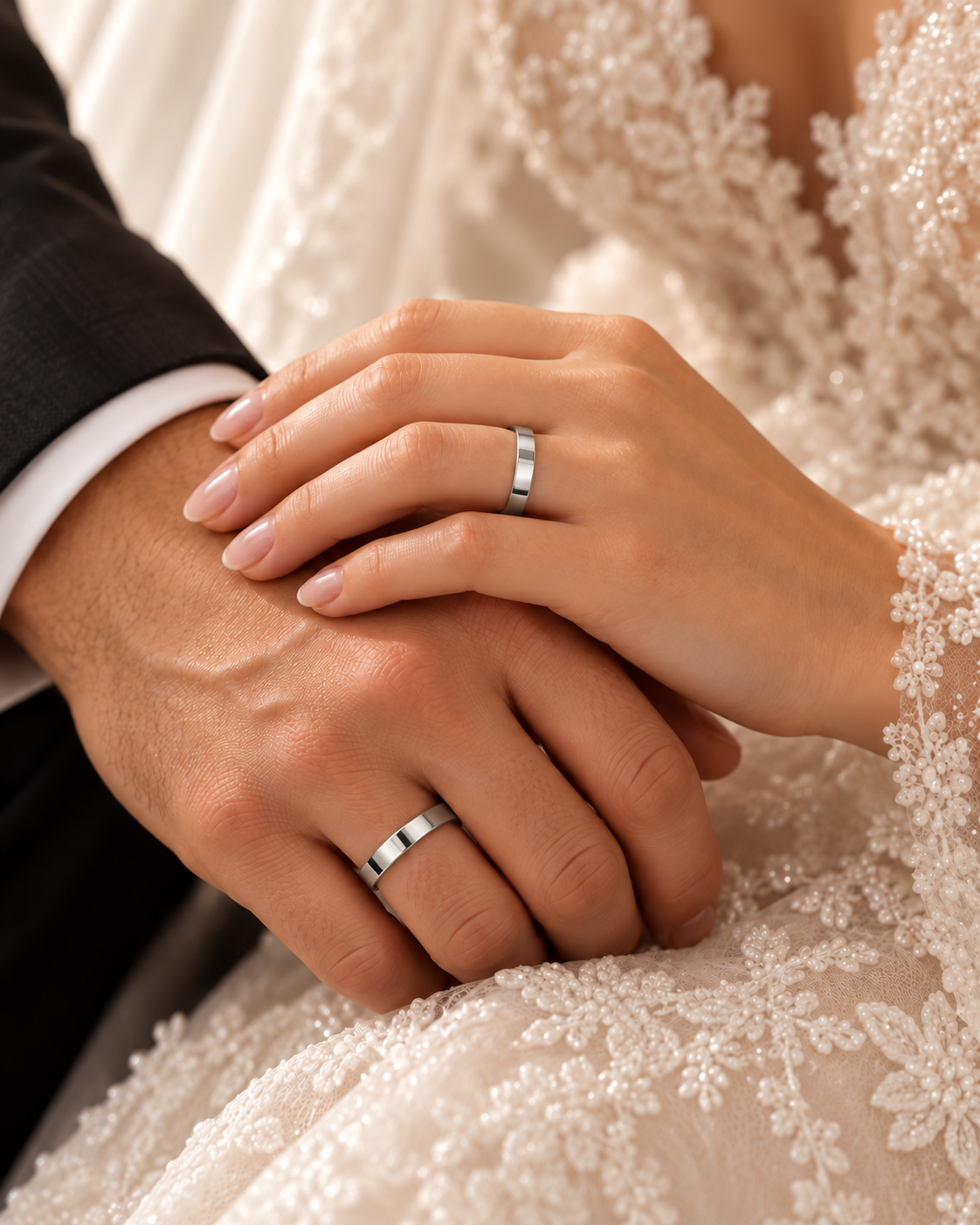 Argolla de matrimonio recta en platino 950