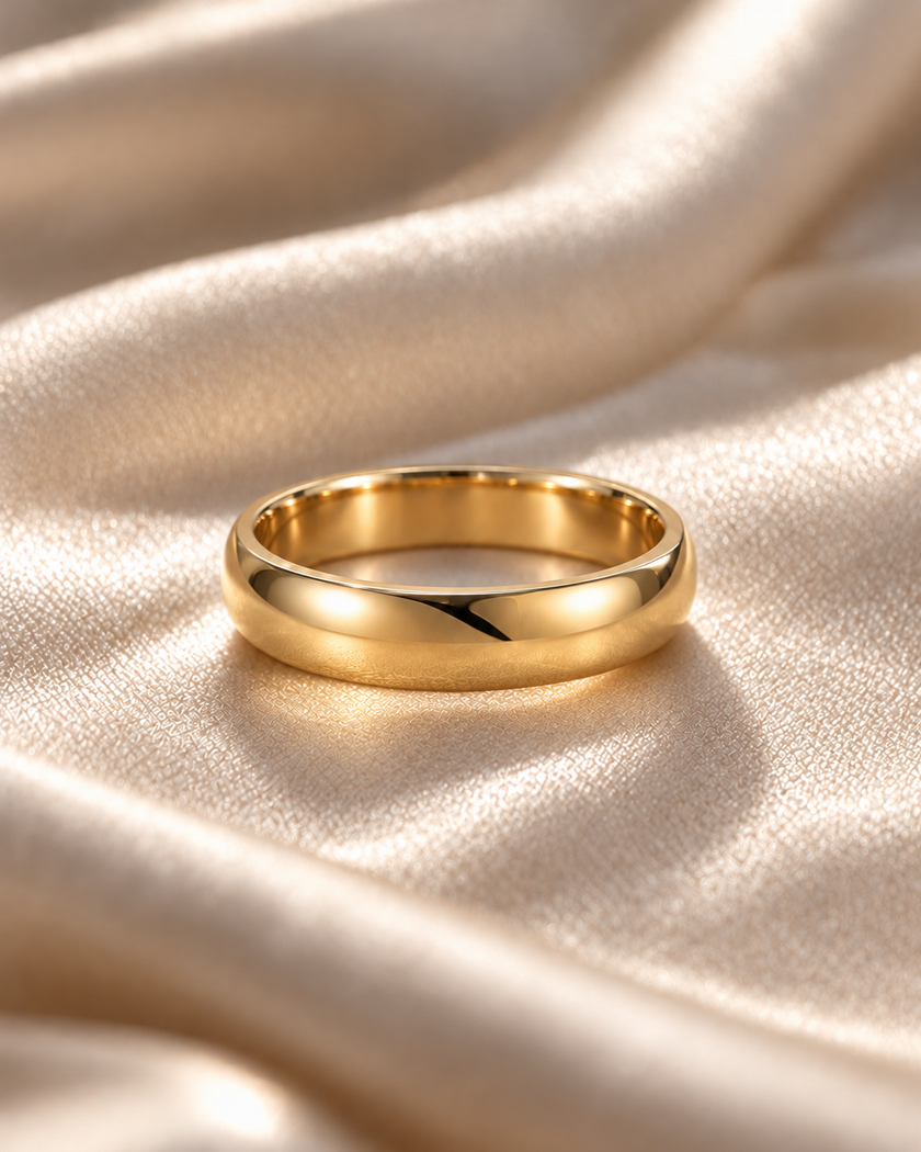 Argolla de matrimonio media caña en oro amarillo