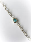 Pulsera de Plata 925 con Topacio Azul Corte Esmeralda
