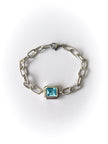 Pulsera de Plata 925 con Topacio Azul Corte Esmeralda