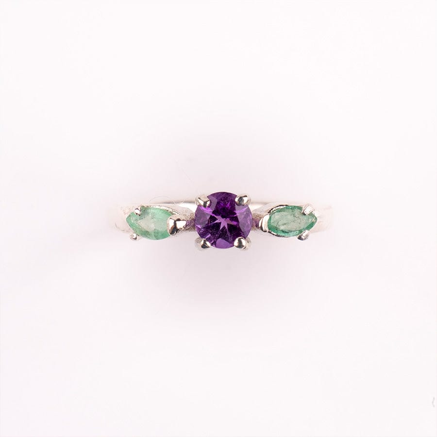 Anillo flor esmeraldas