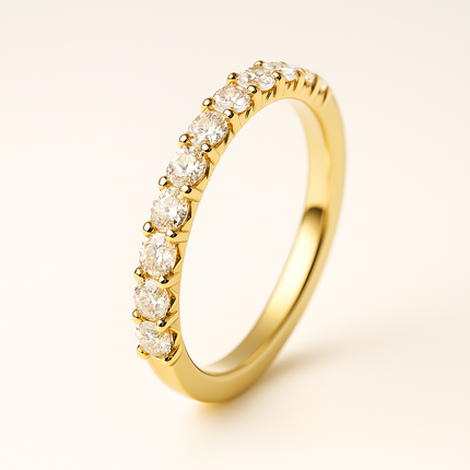 Media churumbela en oro con piedras de 2 mm (diamantes naturales o moissanitas)